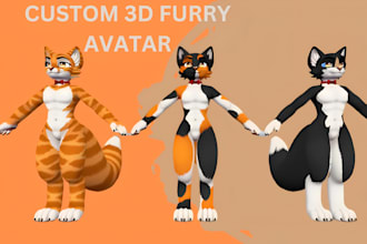 create stylized furry vr chat avatar, vtuber, 3d avatar, vr character nsfw