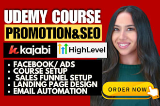 udemy online course promotion udemy kajabi squarespace course marketing sales