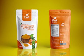 make eye catching stand up pouch, mylar bag and food packaging design