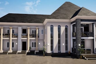 renovate 3d modern duplex house, castle building,classic facade, exterior render