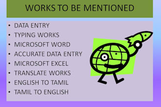do data entry, data typing,word, excel, powerpoint, translate