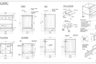 design custom millwork, furniture, casework and woodwork shop drawings
