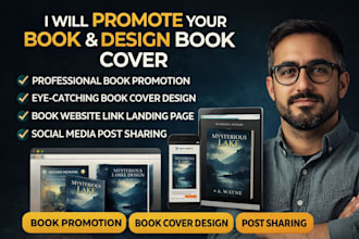 promote book ,book website link design book cover with book mock up and post