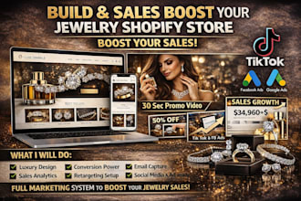 sales boost and build jewelry shopify store, gold, rings, diamond to boost sales