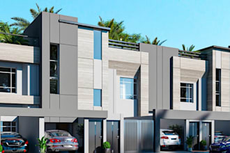 redesign terraced duplexes, contemporary facade, modern residential development