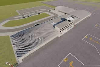 3d cgi airport building, airport terminal design, airport landscape rendering