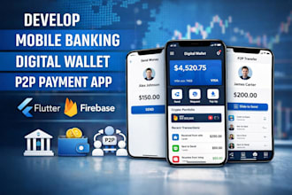 develop mobile banking digital wallet p2p payment fintech app flutter firebase