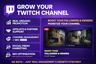promote twitch channel to viewers,followers for affiliate growth and partner