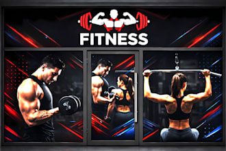 design unique window graphics, shop front sign, decal store front, signage