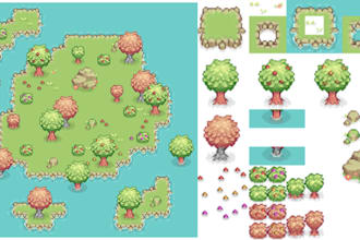 custom gen 3, gen 4, gen 5 pokémon style tileset for rpg games, romhack