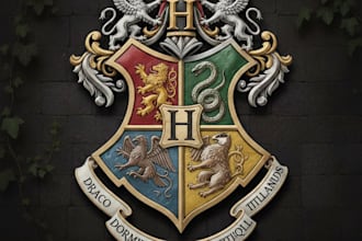 design a magical wizard school inspired fantasy logo