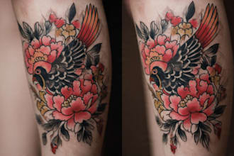 draw traditional or neo traditional tattoo style design