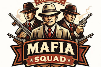 design high quality mafia mascot logo with t shirt design