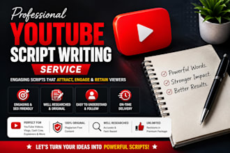 write engaging and well researched youtube scripts