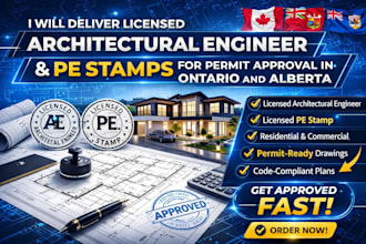 deliver licensed architectural engineer and pe stamps for permit in on and ab