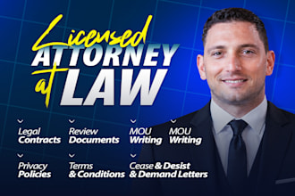 be your lawyer for legal agreements,contracts,terms and conditions,nda,lawsuits