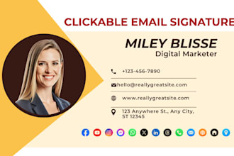design html clickable email signature for gmail, outlook business card design