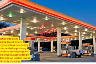 design standard autocad drawing of your gas station and convenience store