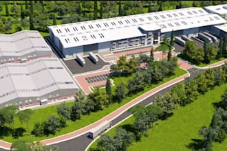 design industrial masterplan, render data center building, landscape site layout