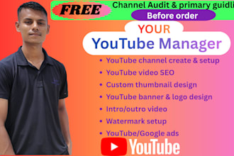 provide youtube channel setup, video seo, logo, banner and google ads for growth