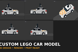 design 3d lego car model, xml part list, manual instruction, lego car toy model