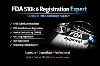 provide fda 510k, device listing, and otc ndc registration