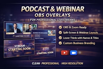 design podcast and webinar overlay for professional livestream