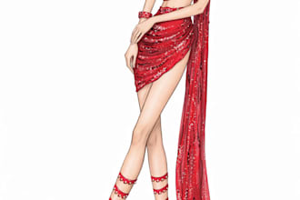 create hand drawn fashion outfit sketches