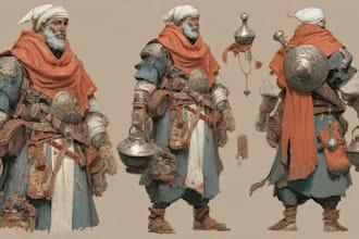draw a fantasy character for dnd, pathfinder, etc