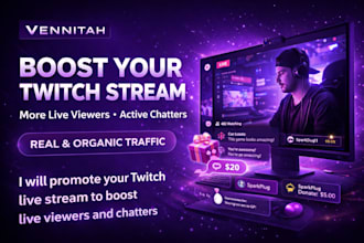 get organic twitch, kick youtube marketing real live viewers chatters