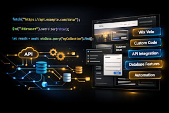 create custom wix velo code, API integrations, and database features
