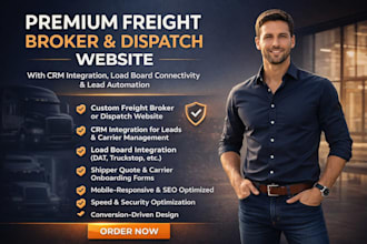 build premium freight broker, dispatch website with CRM, load board integration