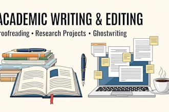 write academic papers, edit research projects, proofread, and ghostwrite books