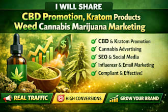 share cbd promotion, advertise kratom products weed cannabis marijuana marketing