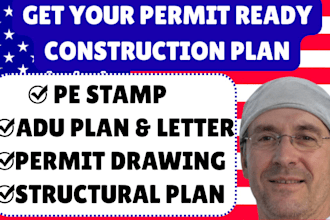 draw and licensed pe stamp for structural plan, adu plan, letter in california