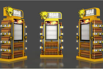 design realistic 3d pop and posm retail displays for product promotion