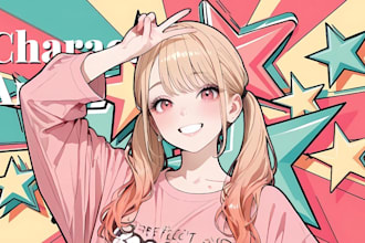 draw anime style character ref sheet for oc, vtuber, pfp, fanart, manga, furry