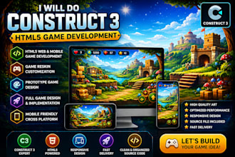 do construct 3 html5 ,web ,mobile, game development ,reskin ,prototype game
