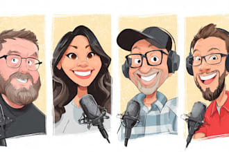do cartoon caricature podcast cover art