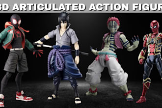 do action figure articulated model, 3d bjd flexi model, 3d toy for 3d printing