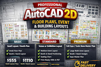 do autocad 2d drafting for floor plans, event and building layouts