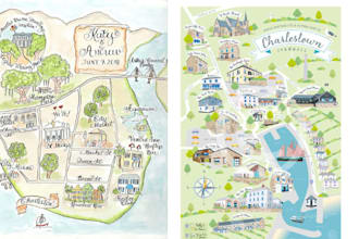 create a custom watercolor illustration for weeding map destination