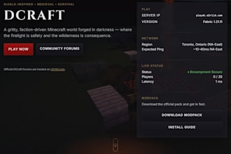 design a modern one page website for your minecraft server