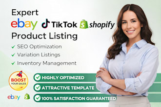 do ecommerce store marketing, tik tok shop, ebay, shopify, store manager
