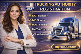 register your trucking company dot mc and boc 3 authority fast