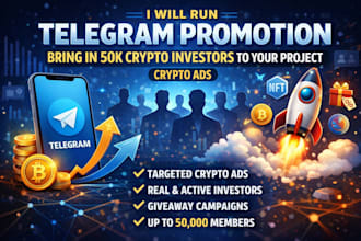 do telegram promotion bring  50k crypto investor to your projects, crypto ads