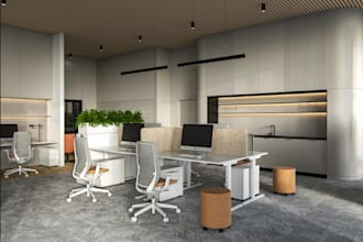 remodel 3d office interior rendering, executive offices,coworking space, 2d plan