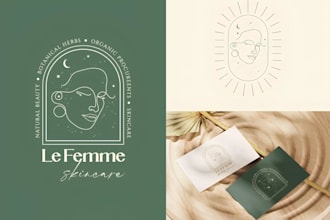 do elegant handmade feminine botanical line art logo design