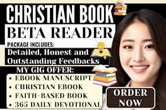 beta read and critique your christian manuscript ebook, daily devotional book
