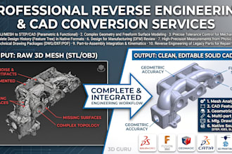 reverse engineer mesh stl to step cad model for 3d printing and cnc